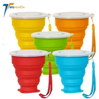 

Collapsible Drinking Water Wine Travel Silicone Folding Camping Cup with Lid for Hiking Camping