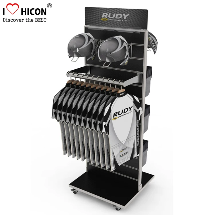 Floor Standing Sportswear Retail Store Aluminum Wood Slatwall