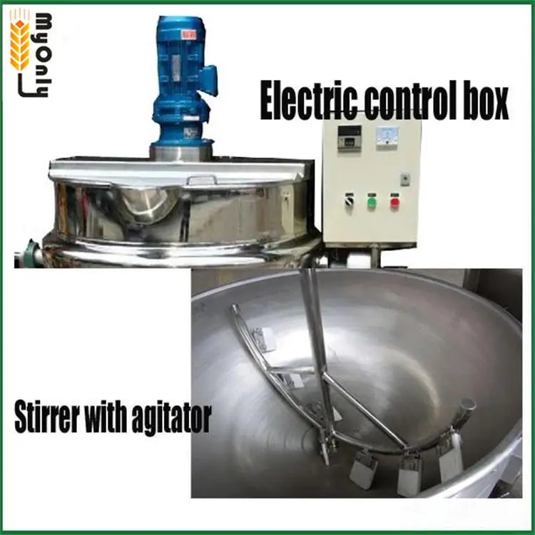 Electric Heating Jacket Kettle With Agitator Industrial Cooking Pot Jam Boiling Kettle Jacket