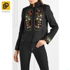 New winter embroidered velvet-paneled gabardine jacket short beaded jacket