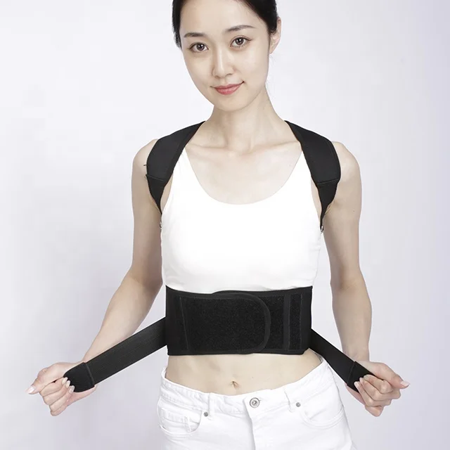 

Orthopaedic Adjustable Unisex Health Magnetic Back Shoulder Posture Corrector Back Support Straighten Out Brace Belt, White black