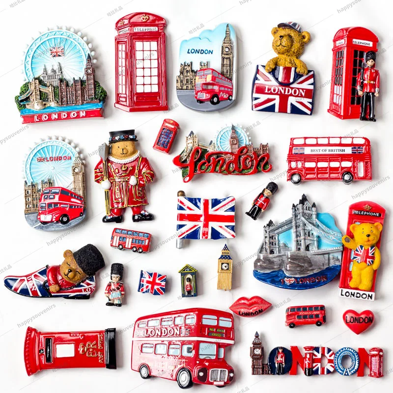 

Wholesale 3D Custom Resin UK London Tourist Souvenirs Fridge Magnets for Home Kitchen Decoration, Red(main)