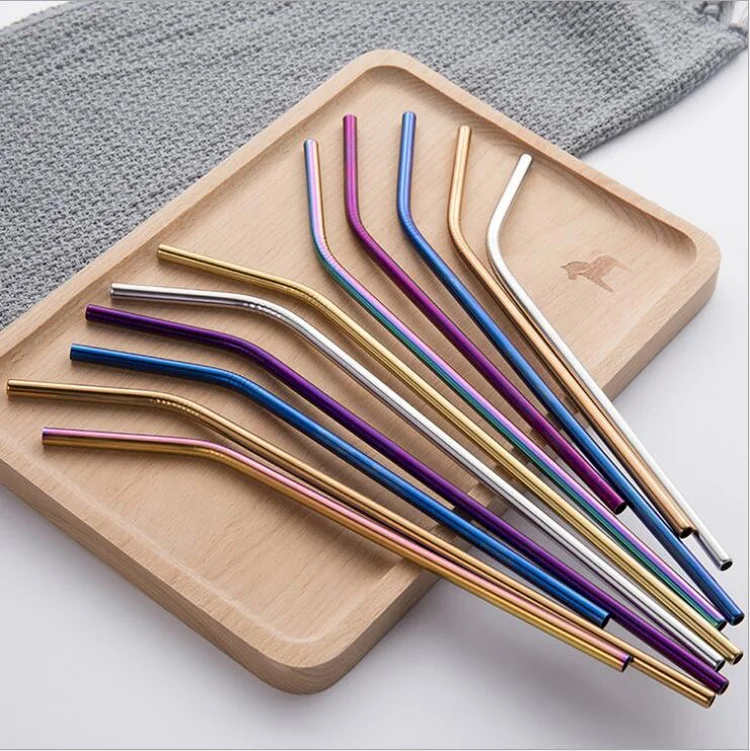 
Reusable bubble tea stainless steel straws with customized logo 
