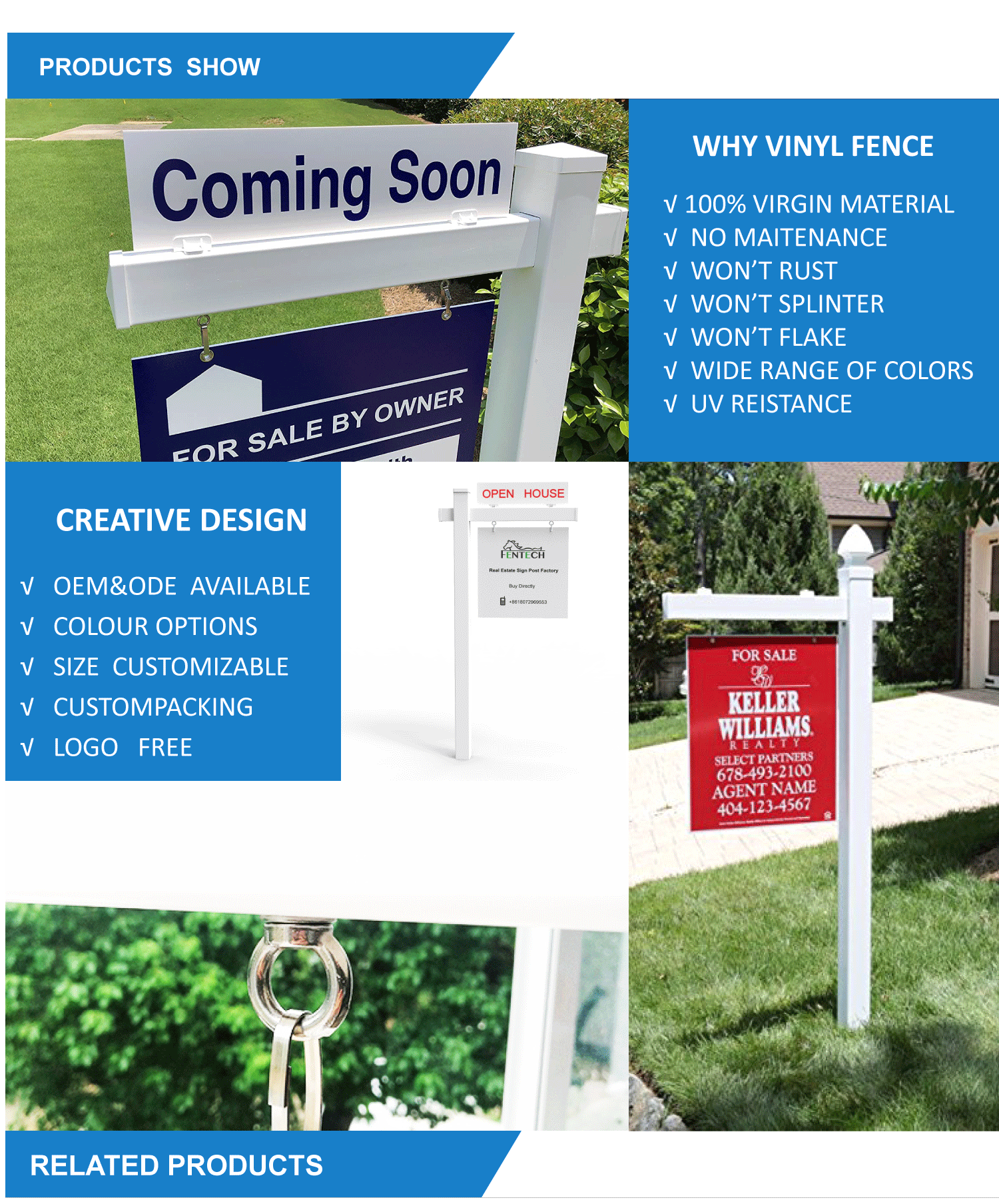 Fentech Oem Easily Assembled White Outdoor Plastic Vinyl Pvc Real