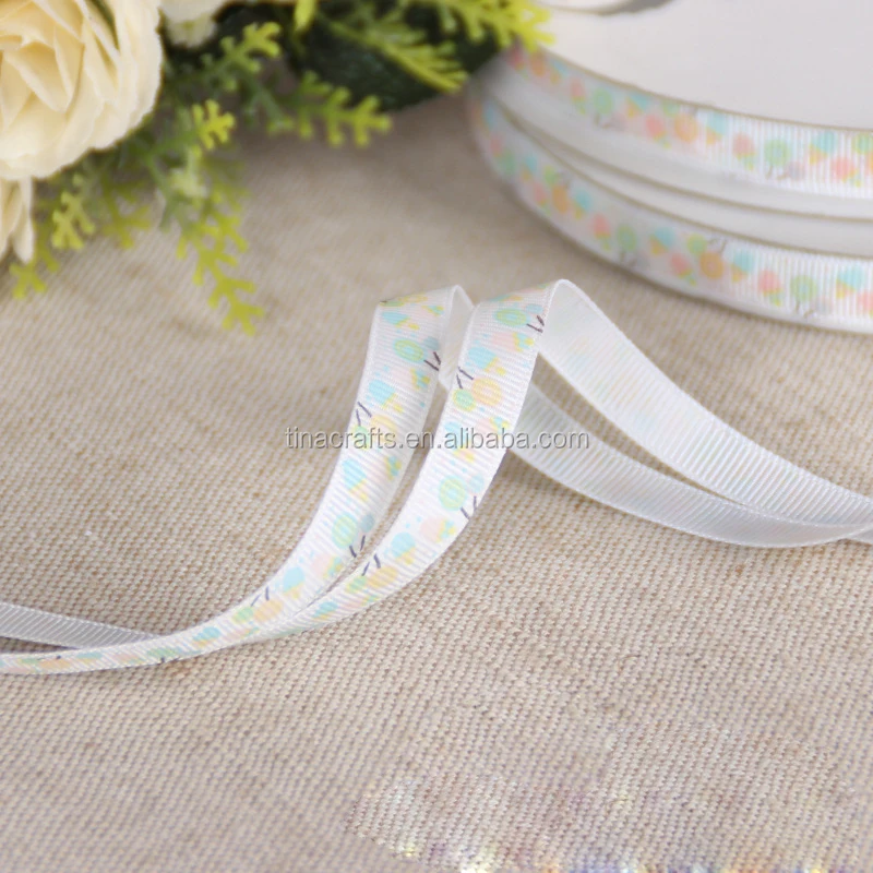 

Wholesale 1cm grosgrain ribbon with 4 colours logo printed, Colourful