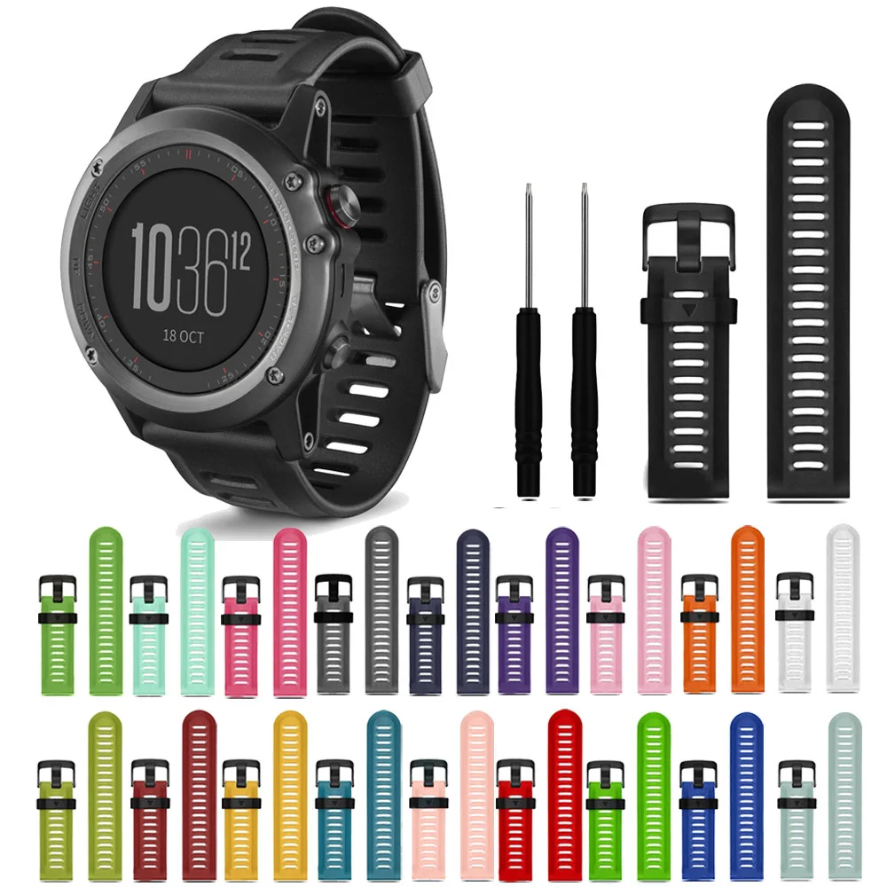 

26mm Soft Silicone Gel Replacement Wrist Strap Watchband Bracelet for Garmin Fenix 3 / Fenix 3 HR GPS Multisport Watch, 16 colors