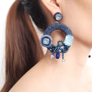 Shining Crystal Drop Dangle Earrings For Women Handmade Beads Rhinestones Stud Tassels Earrings Pendants Korea Wedding Jewelry