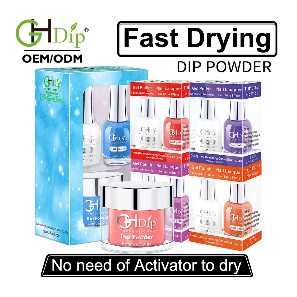 

Healthy Acrylic Nail Dip Powder 3 in 1 Match Easily Soak Off Gel Powder and Liquid System, More than 2000 colors available