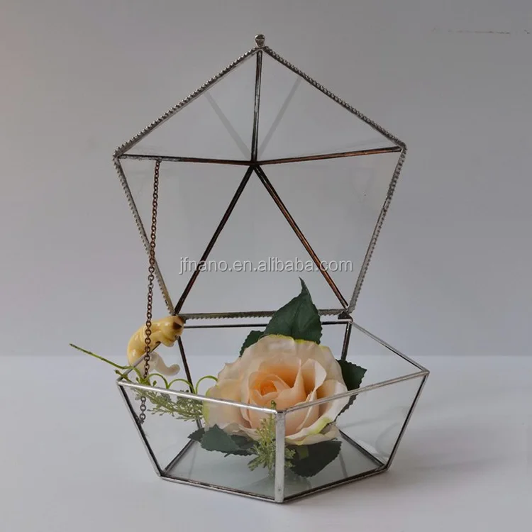 

Wholesale geometric glass greenhouse keepsake flower Box jewelry box