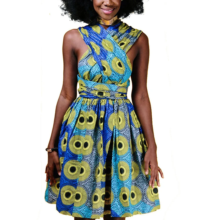 

New South African Print Styles Multi-Functional Strap Design Woman Dress Plus Size