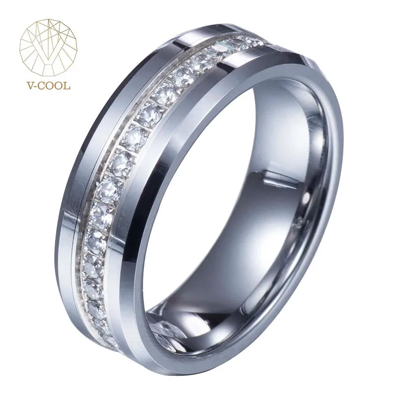 

Philippines Wedding Tungsten Cock Rings Men Jewelry With A Circle Of Zircon, Gold/black