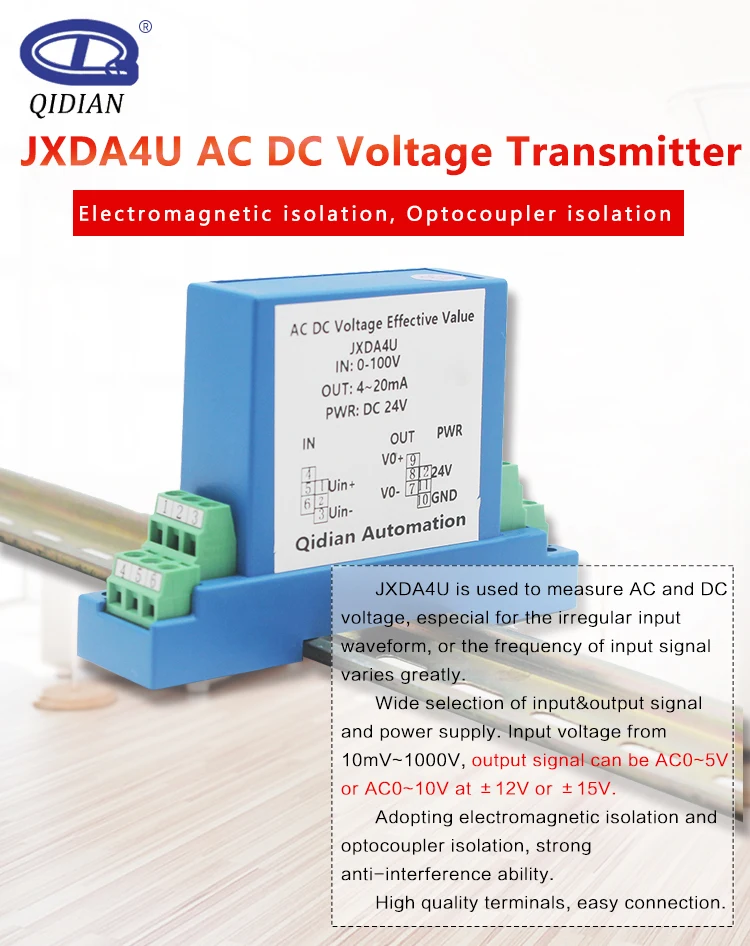Jxda4u 01000v Dc Voltage Direct Current Signal Transducer Analog