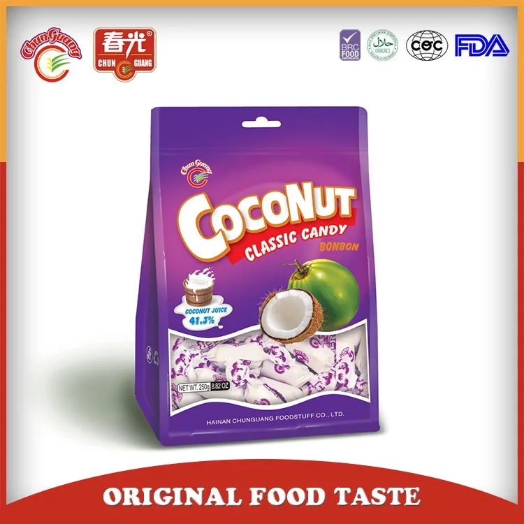 Classic coconut candy, brown color, coconut flavor hard candy