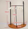 Metal 3 poles cloth display stand with wood solid wood base