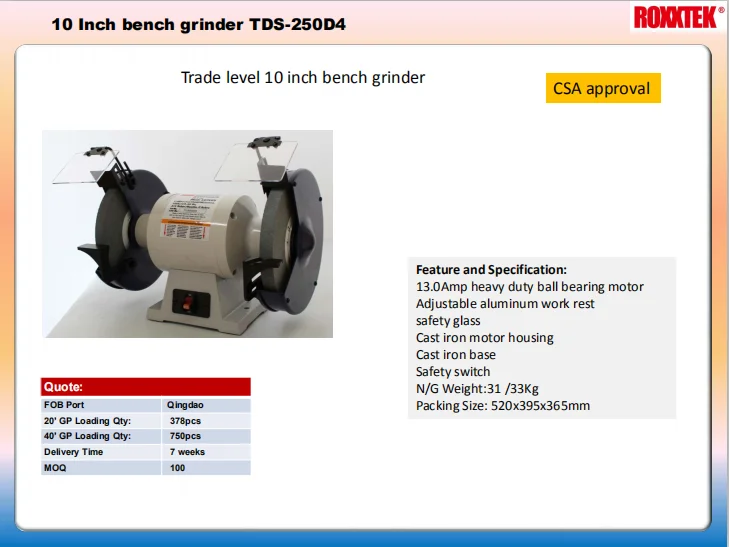 10 Inch Bench Grinder Tds 250d4 View Bench Grinder Product