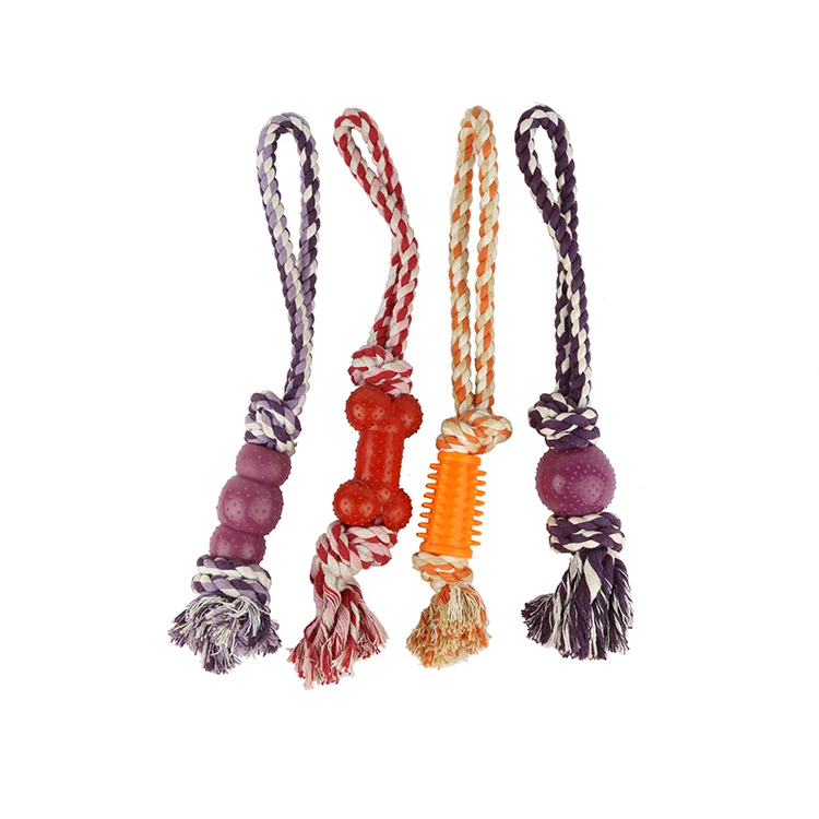 Cotton Pet Dog Rope Chew Tug Toy Knot Bone Ball Shape Pets Playing Teeth Cleaning Toys For Small Medium Large Dogs 10 Types