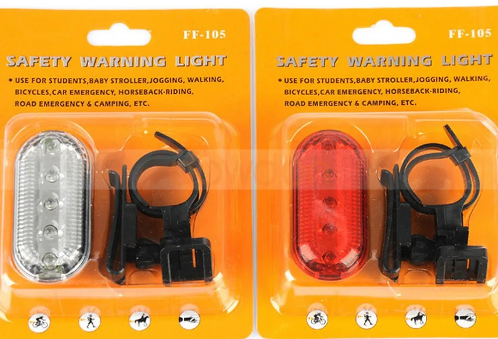 Aaa Battery 5 Led Bike Frame Back Rear Lamp Red Blue Flashing Bicycle 6