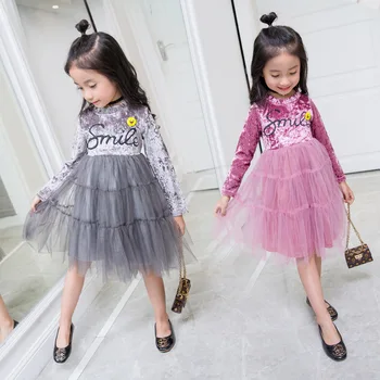 girls long sleeve velvet dress