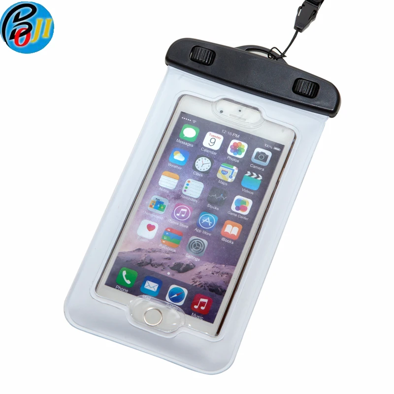 

IPX8 PVC Waterproof cellphone pouch ABS clip mobile phone bag for outdoor water sports, Black, blue, orange, pink, red, white, yellow