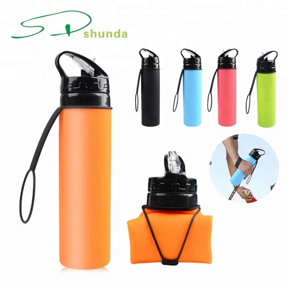 

Eco-friendly Outdoor Running Customized Bottle Soft Collapsible Drinking Leak Proof Folding Silicone Water Bottle, Pantone color
