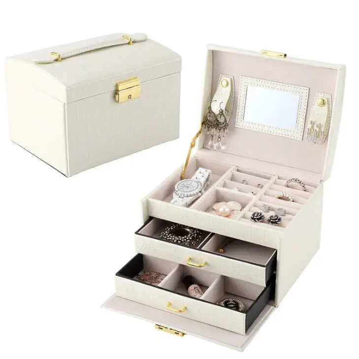 

September promotion Hot Sales Faux Leather Case Travel Organizer Classy Jewelry Box Display