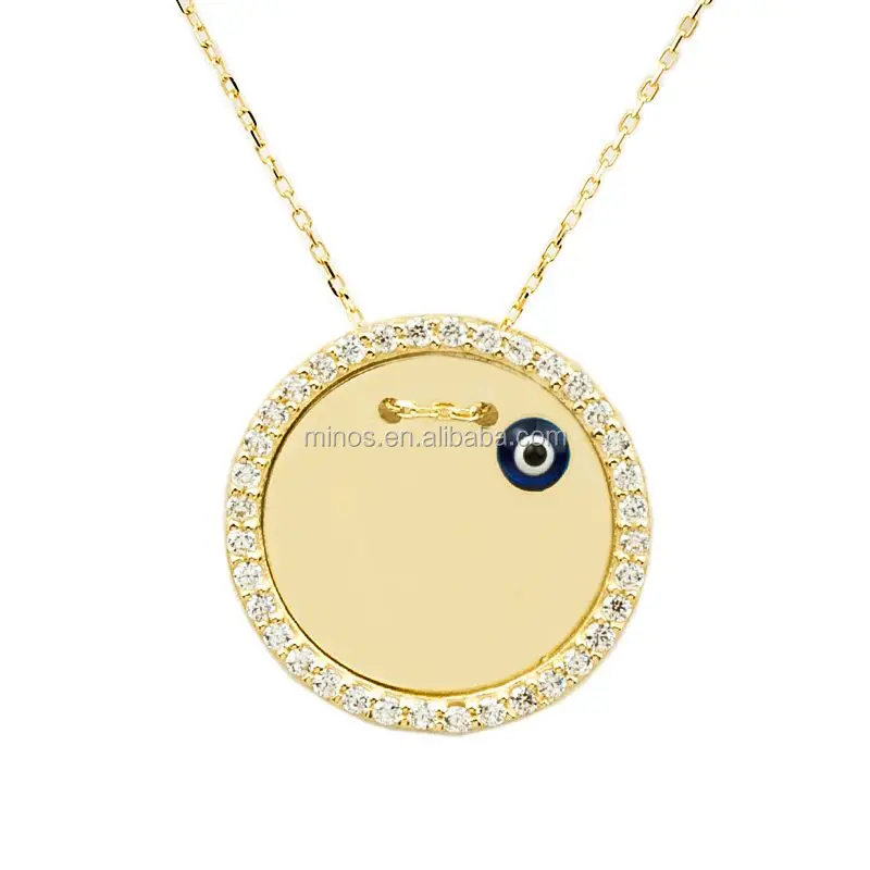 

Fashion Stainless Steel 18k Gold Necklace Blue Eye Gold Necklace For Women, Gold;rose gold;black and silver