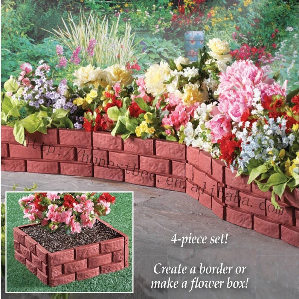 4 Pack Garden Plastic Brick Effect Lawn Grass Edging Skirting Border