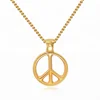 MECYLIFE Stainless Steel Jewelry Men Necklace Round Pendant Star Engraved Peace Sign Necklace With Curb Chain