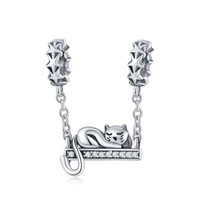 

Qings Adorable Cat Charm 925 Sterling Silver Zircon Charm and Pendants