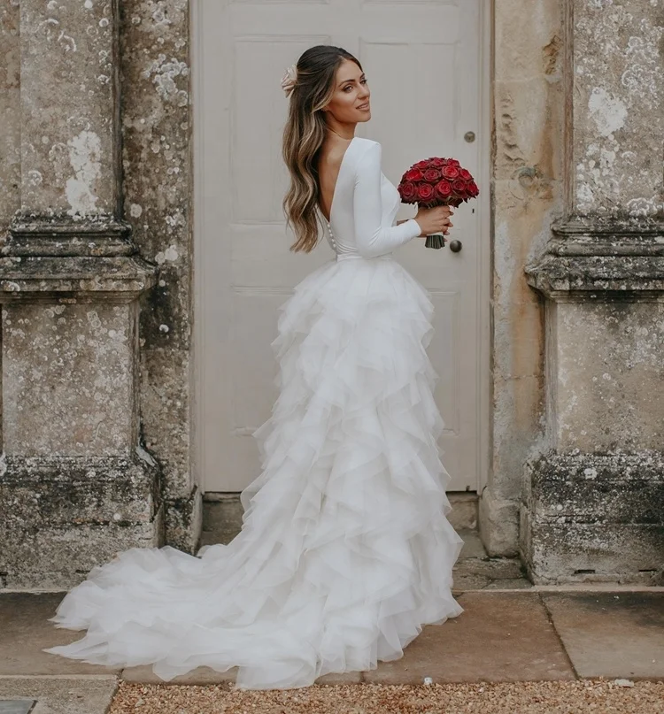 tiered ruffle wedding dress