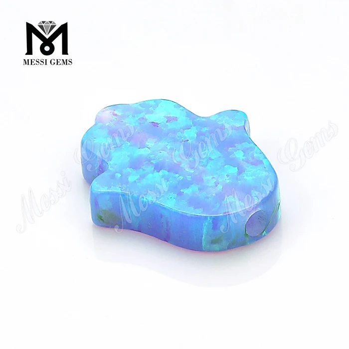 Opale a forma di mano creato in laboratorio 11x13mm Opale sintetico Opale di fuoco blu Hamsa