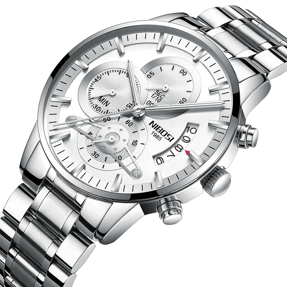

NIBOSI 2309-1 Mens Watches Gold Watch Men Relogio Masculino Automatic Date Watch Quartz Luminous Calendar Wristwatch