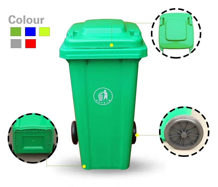 High Capacity 240l Moving Plastic Trash Can/moving Ash Containers