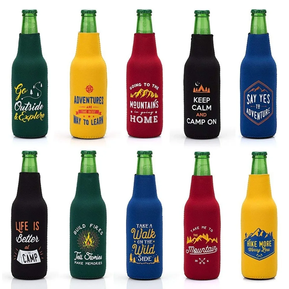 Custom Logo Neoprene Zipper Sleeve Insulated Beer Bottle Covers Buy