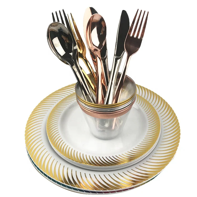 

Hot Selling Products Round Gold Dinner Wedding Plastic Disposable Plate, Customer's requirement