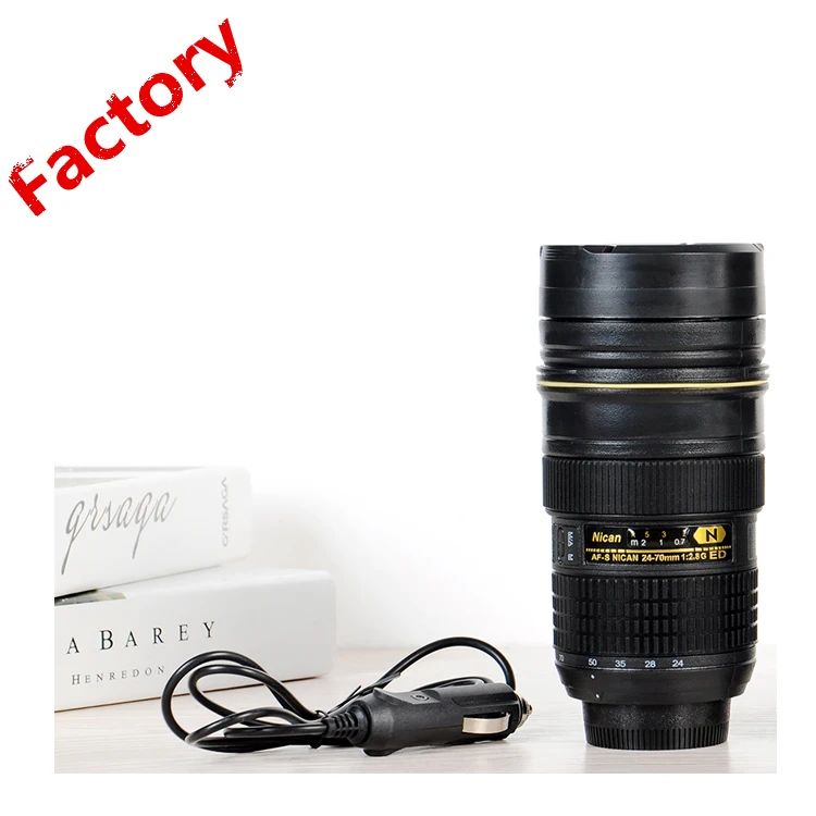 

Best Selling Products in America Creative Double Wall Stainless Steel Camera Lens Portable Automatic Car Electric Cup Warmer