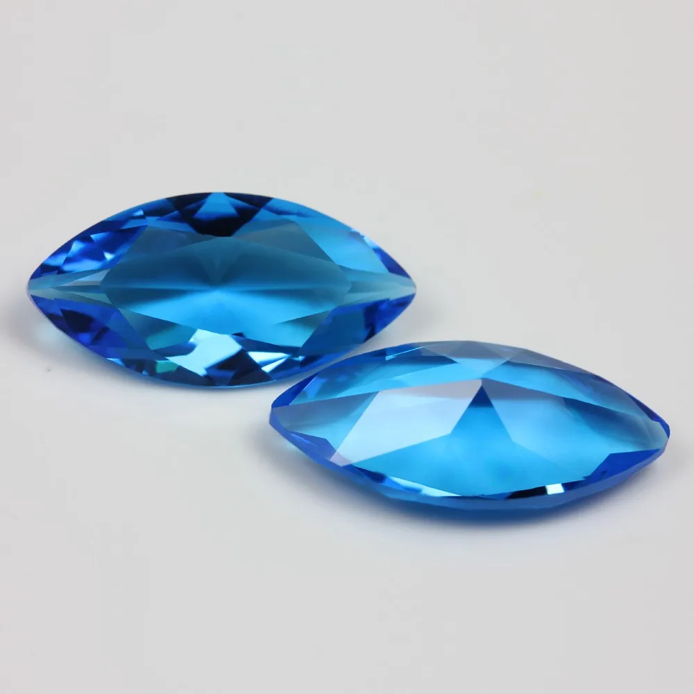 黄玉蓝机散装切割侯爵夫人 (纳维特) 形状玻璃宝石