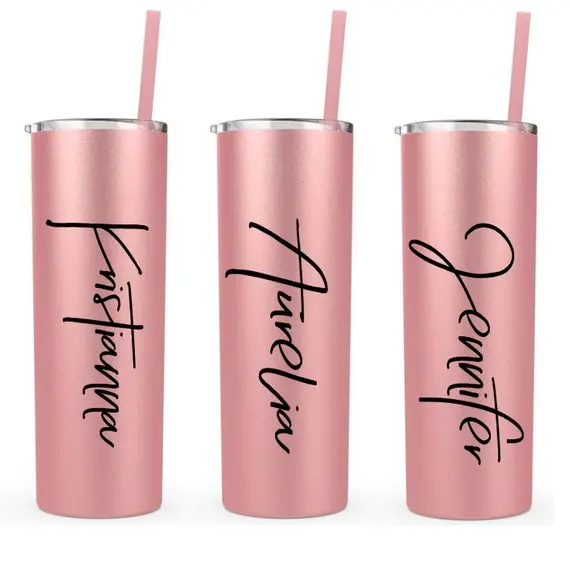 

20oz Rose gold metal cup, stainless steel wedding party cups, bridesmaid and bride tumbler