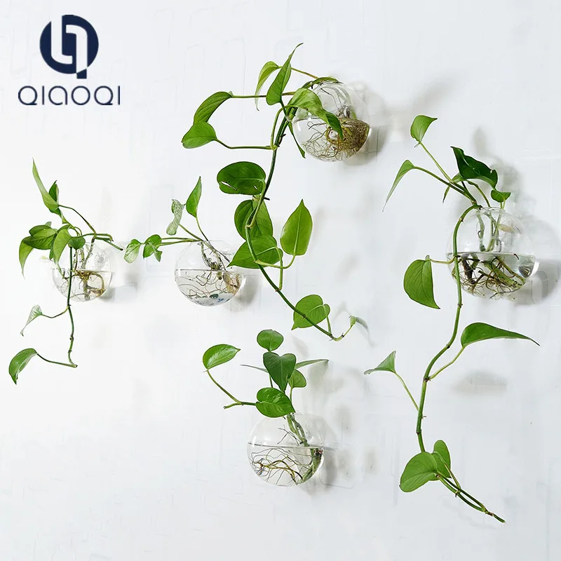 

Wholesale New Design Home and Office Decoration on the Wall Hanging Clear Glass Vase
