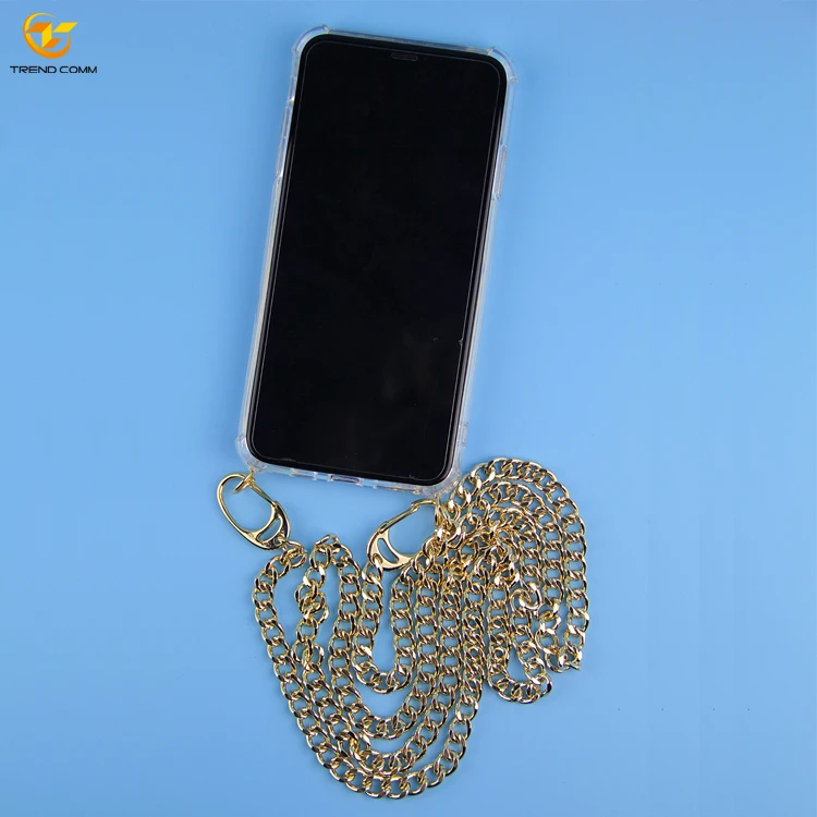 

Luxury Snake Metal Chain Cross Body Necklace Custom TPU For iPhone XS Max Case