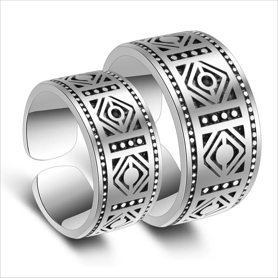

Geometric shape imitation Thai silver couple ring men ring women 's rings, N/a