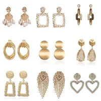 

2019 fashion design diamond earrings jewelry geometric metal Drop earrings wholesale for women