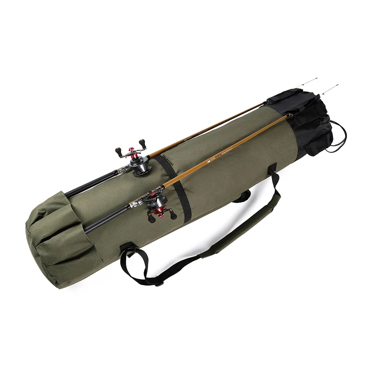 

Portable Multifunctional Fishing Rod Reel Case Bag for Outdoor Sports, Army green
