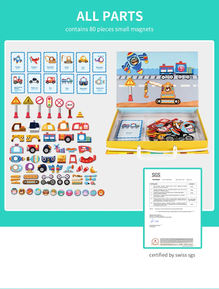 Fast Delivery Kids Children Educational Puzzles Toys Colorful Eco-Friendly Magnetic Tangram details