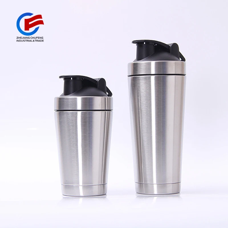 

Double Wall Stainless Steel Insulated Protein Shaker bottle, Steel;black