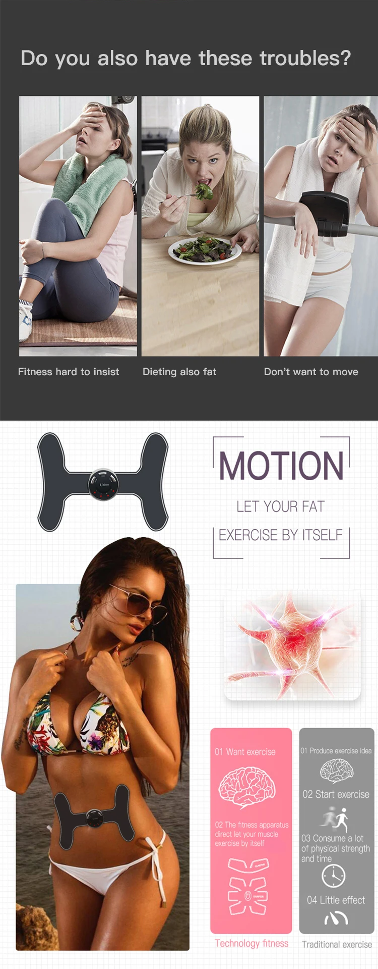 2019 electrical body arm leg fitness ems muscle trainer for lazy people