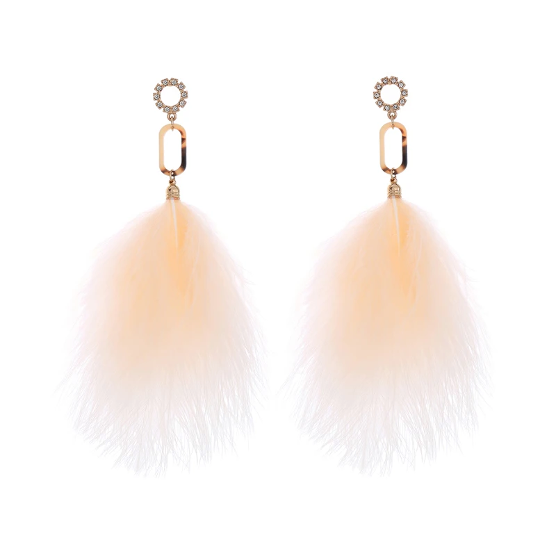 

ed01315c Rose Pink Cute Feather Earing For Girls 2018