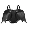 Wholesale Women Mini Black Personalized Leather Halloween Love Bat Wing Backpack