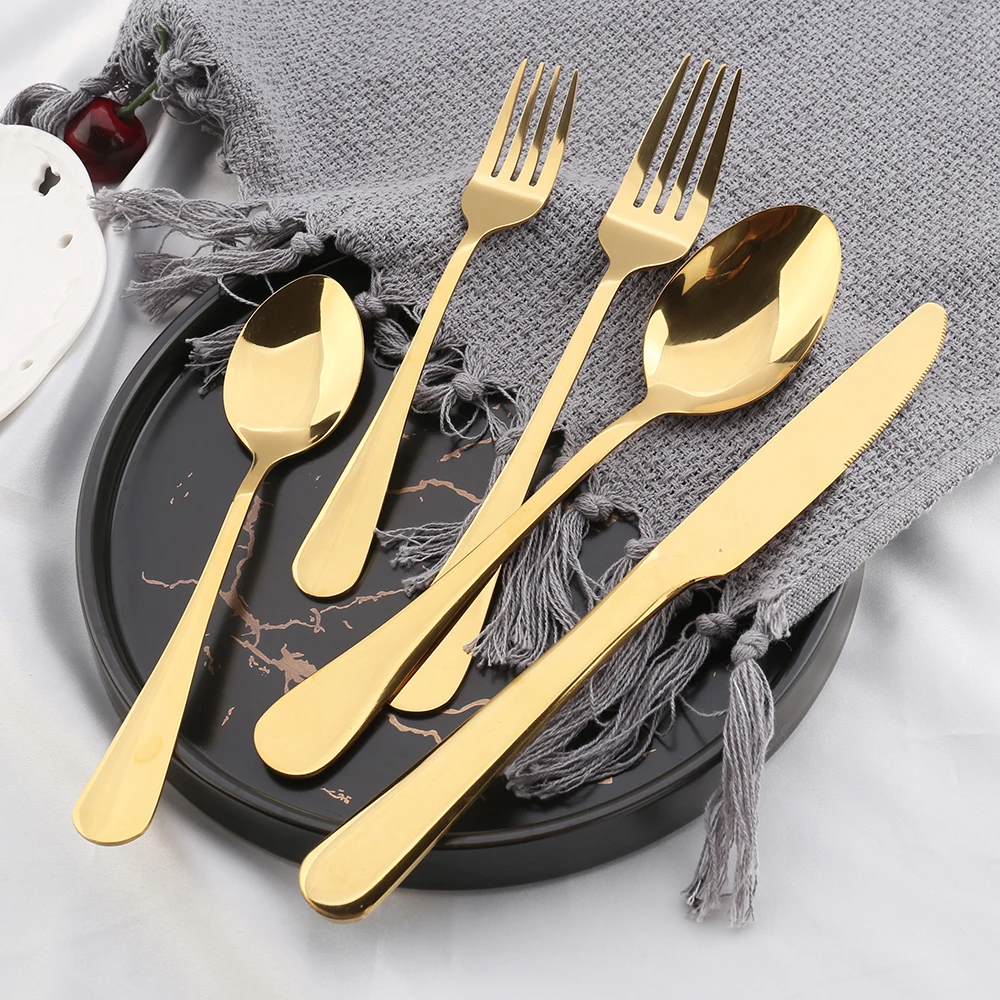 

Best Selling Hotel Dinner Set Pvd Coating Stainless Steel Cheap Cutlery Gold Flatware, Silver/gold