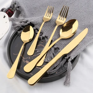 Image of Best Selling Hotel Dinner Set Pvd Coating Stainless Steel Cheap Cutlery Gold Flatware